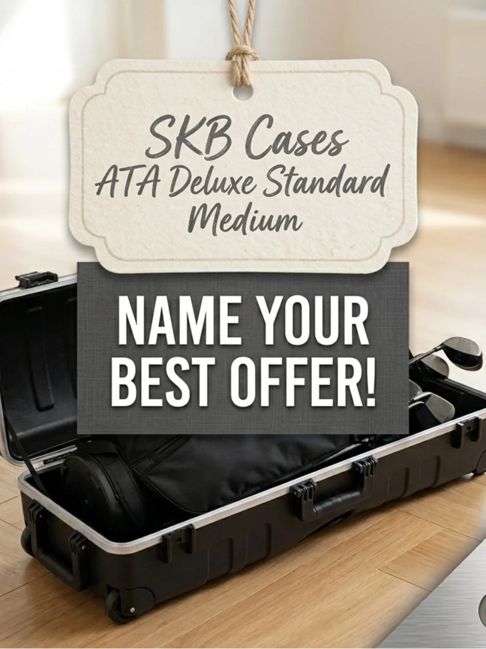 Black Hard Case Rolling Golf Bag - Molded Protection for Travel